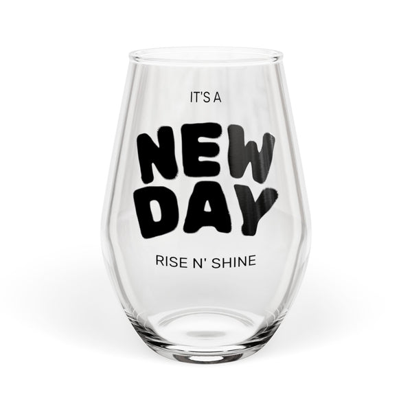 Rise N Shine stemless wine glass front view