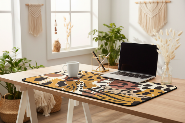 Wild Animal Print Desk Mat Light