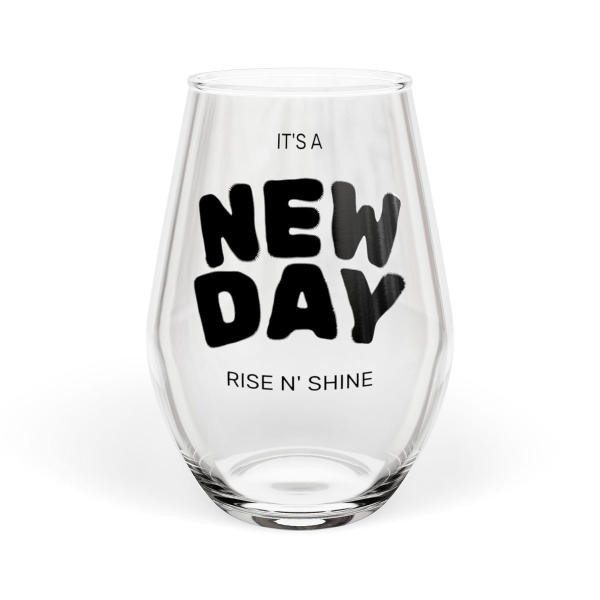 Rise N Shine stemless wine glass front view