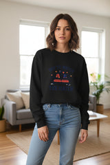 Black sweatshirt with 'Off to Watch the Match' text and graphics on a white background
