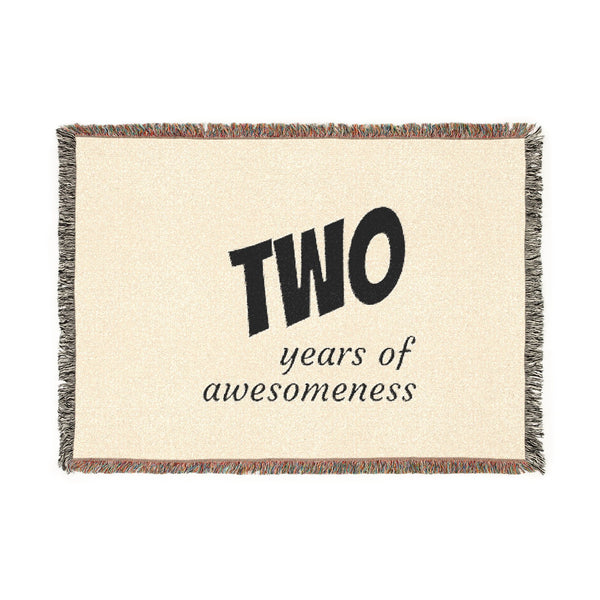 Two Years of Awesomeness woven blanket front view