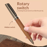 Hybrid design ballpoint pen wood grain detail