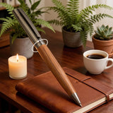 Wooden metal hybrid ballpoint pen set front view