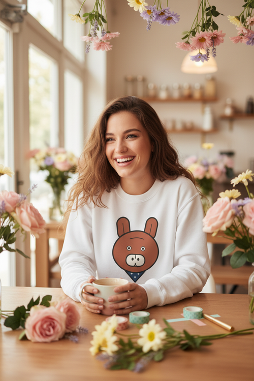 Bunny Crewneck White Lifestyle