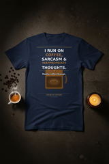 Coffee Sarcasm Tee - Navy Flat Lay