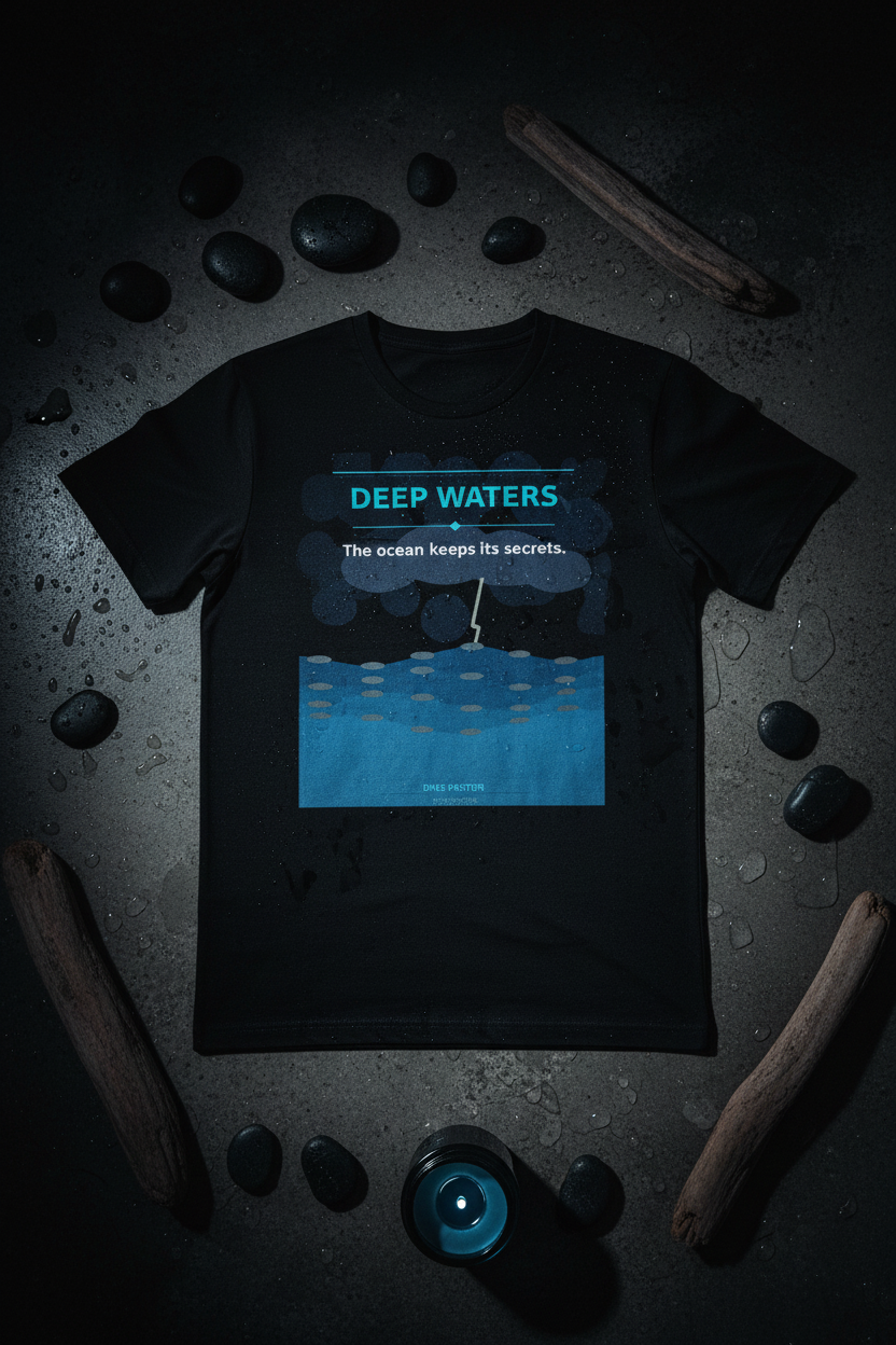Deep Waters Tee - Black Flat Lay