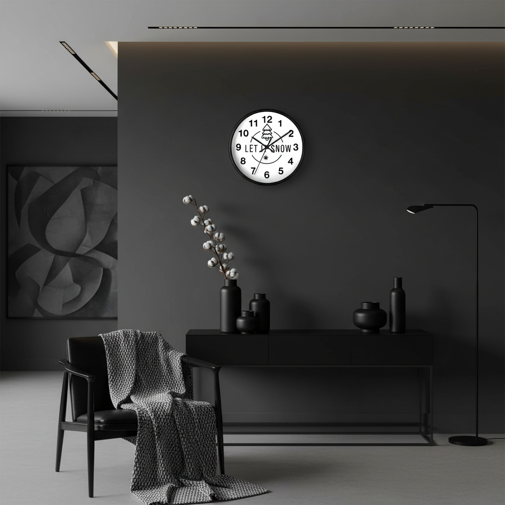 Let It Snow Clock Black