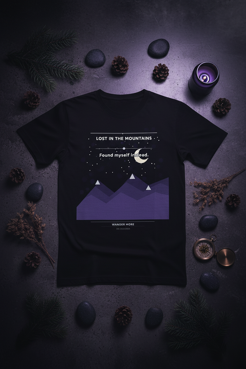Lost In The Mountains - Black Flat Lay