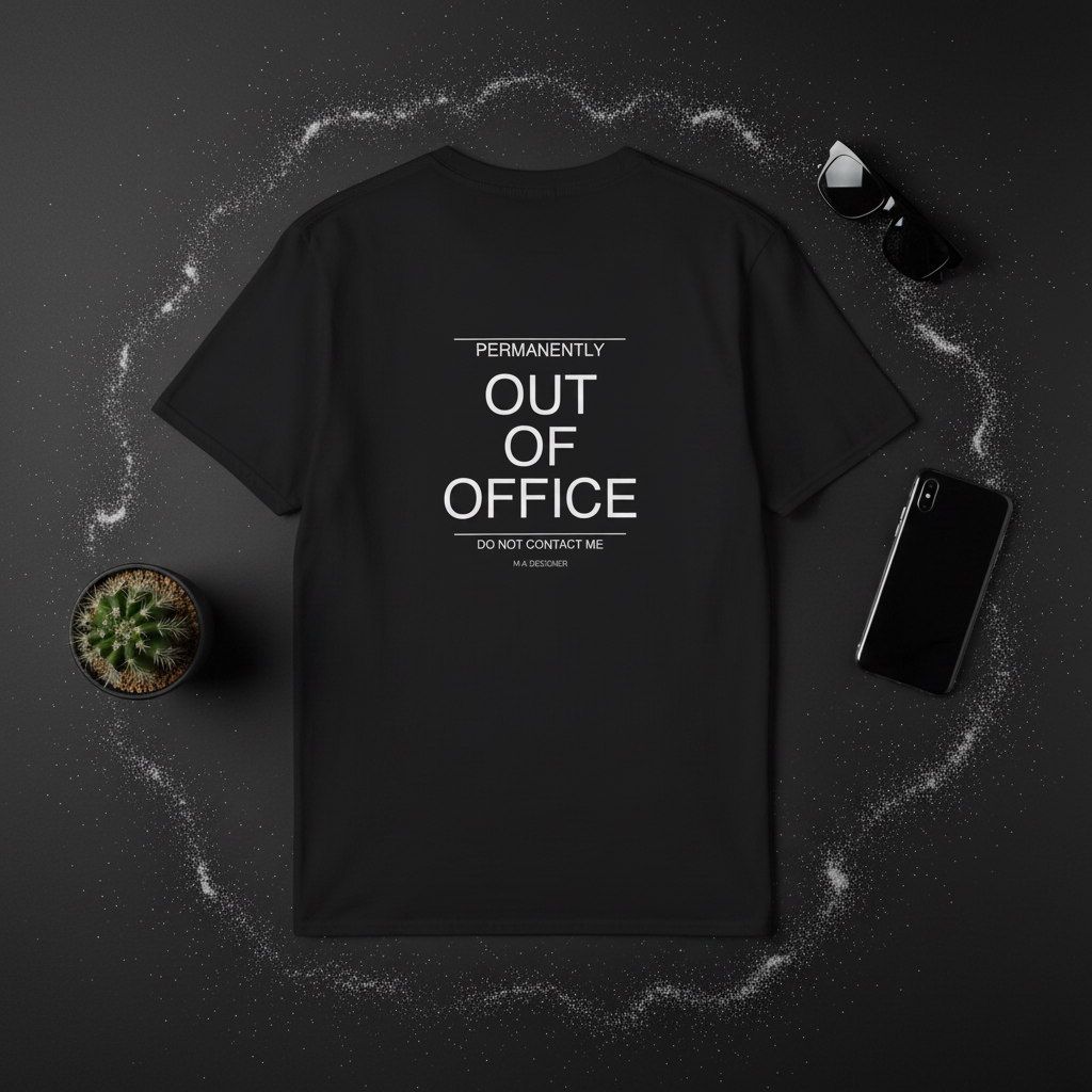 Out Of Office Black Flat-Lay