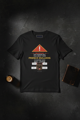 Warning Frenchie Tee - Dark Charcoal