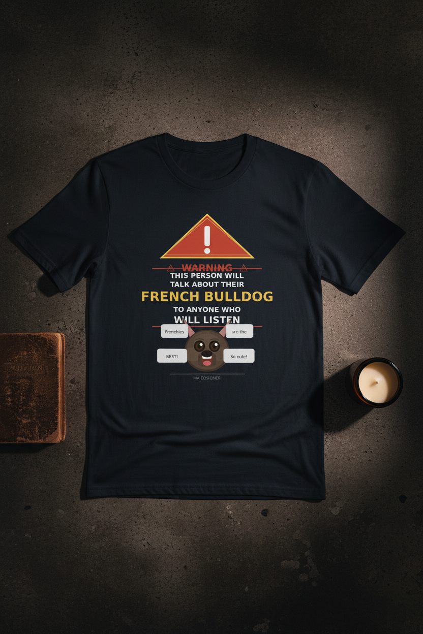 Warning Frenchie Tee - Navy