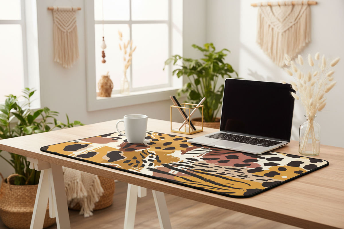 Wild Animal Print Desk Mat Light
