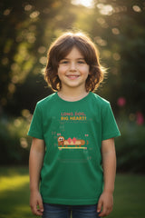 Green t-shirt with a cartoon dog and text 'Long Dog, Big Heart!' on a white background